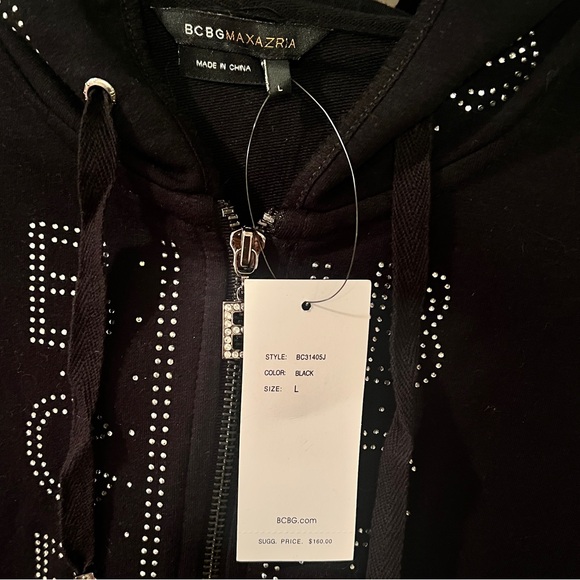 New Large Black BCBG 2-Piece Tracksuit Jacket + Track Pants Set MSRP $160 Y2K - Picture 3 of 5